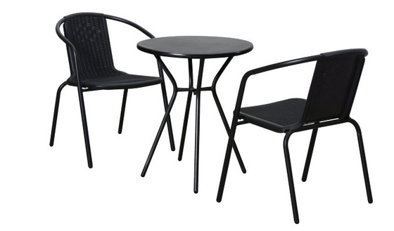 Garden PP Top Table và Wicker Stacking Chair Plastic Seties 3 Set