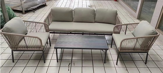 Bộ đồ nội thất sofa đệm mềm ngoài trời bằng thép đầy đủ Polyester