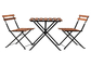 Một bàn và hai ghế đặt ngoài trời Vườn gỗ ngoài trời Khung kim loại hàng đầu Gấp